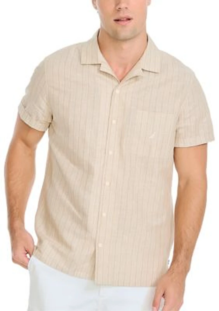 Sustainably Crafted Striped Linen Short Sleeve Shirt