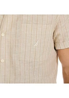 Sustainably Crafted Striped Linen Short Sleeve Shirt