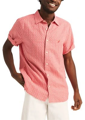 Printed Linen Short-Sleeve Shirt