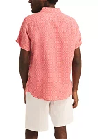 Printed Linen Short-Sleeve Shirt