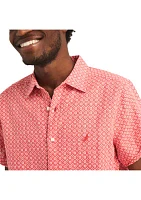 Printed Linen Short-Sleeve Shirt