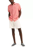Printed Linen Short-Sleeve Shirt