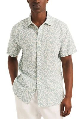 Printed Linen Short-Sleeve Shirt