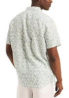 Printed Linen Short-Sleeve Shirt