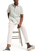 Printed Linen Short-Sleeve Shirt