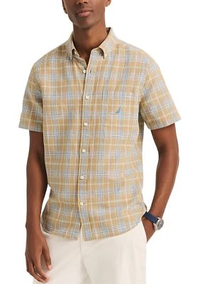 Plaid Linen Short Sleeve Shirt