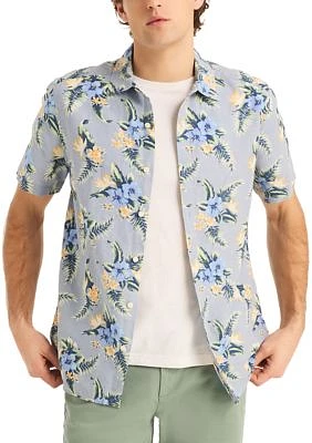 Printed Linen Short-Sleeve Shirt