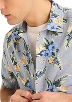 Printed Linen Short-Sleeve Shirt