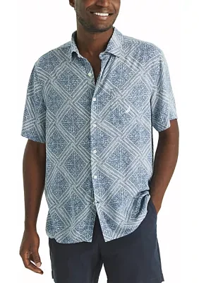 Printed Linen Short Sleeve Shirt