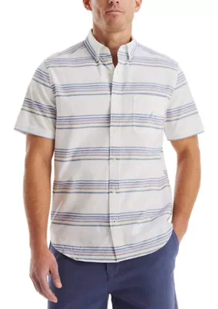 Short-Sleeve Striped Oxford Shirt