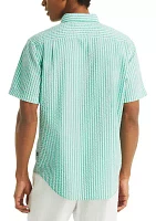 Short-Sleeve Striped Seersucker Shirt