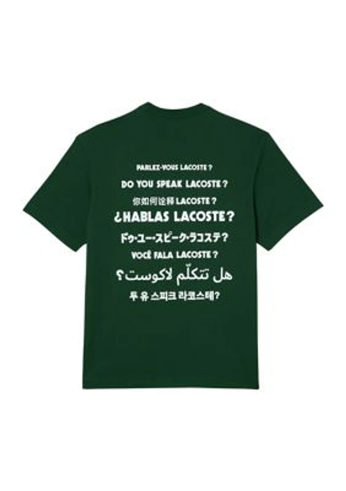 Cotton Pique Effect Slogan Back T-Shirt