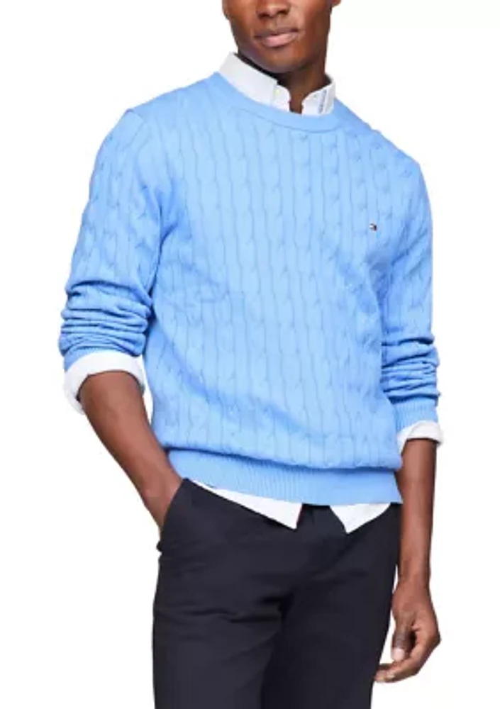 Classic Cotton Cable Crew Neck Sweater