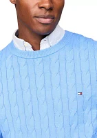 Classic Cotton Cable Crew Neck Sweater