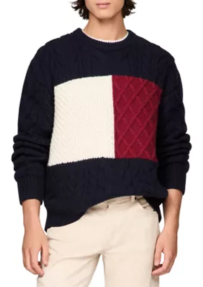 Cable Knit Flag Sleeve Sweater