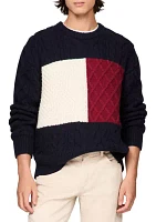 Cable Knit Flag Sleeve Sweater