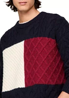 Cable Knit Flag Sleeve Sweater