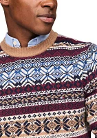 Wool Blend Fair Isle Printed Sweater