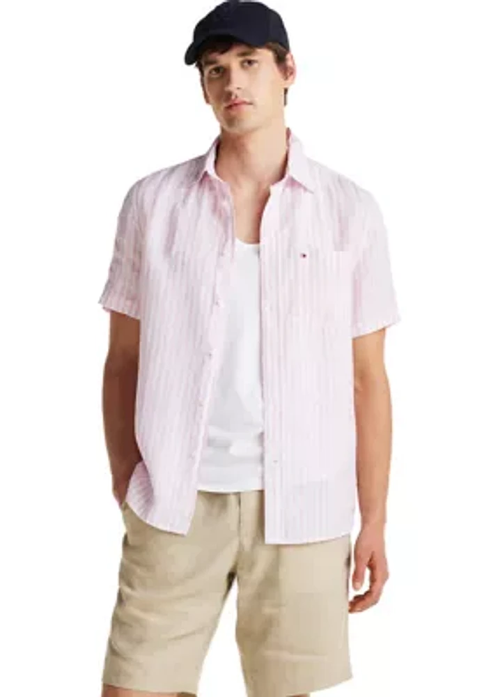 Pigment Dyed Striped Linen Shirt