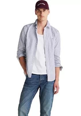 Flex Poplin Classic Striped Button Up Shirt