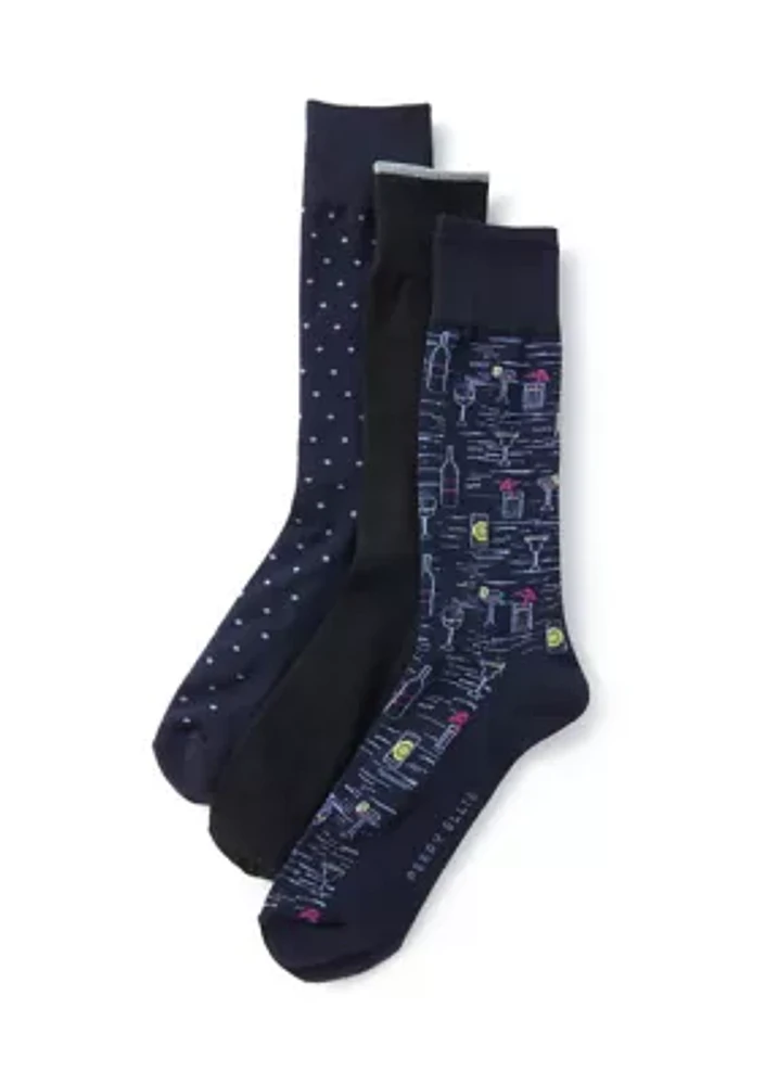 3-Pack of Novelty Crew Socks 