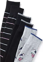 3-Pack of Printed Crew Socks 