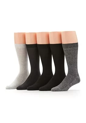 5 Pack Ribbed Crew Socks