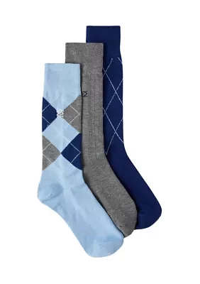 3-Pack Argyle Crew Socks