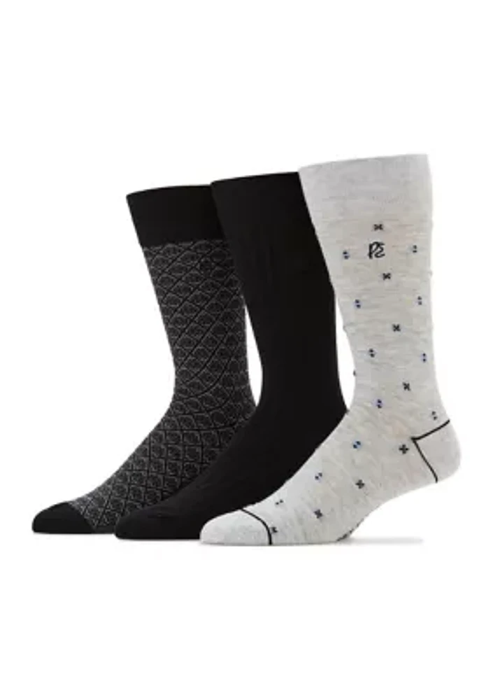Neat, Solid, and Allover Printed Socks - 3 Pack