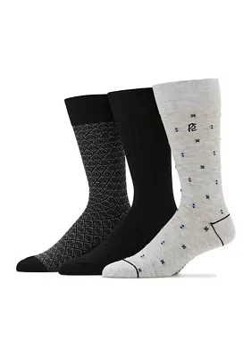 Neat, Solid, and Allover Printed Socks - 3 Pack