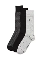 Neat, Solid, and Allover Printed Socks - 3 Pack