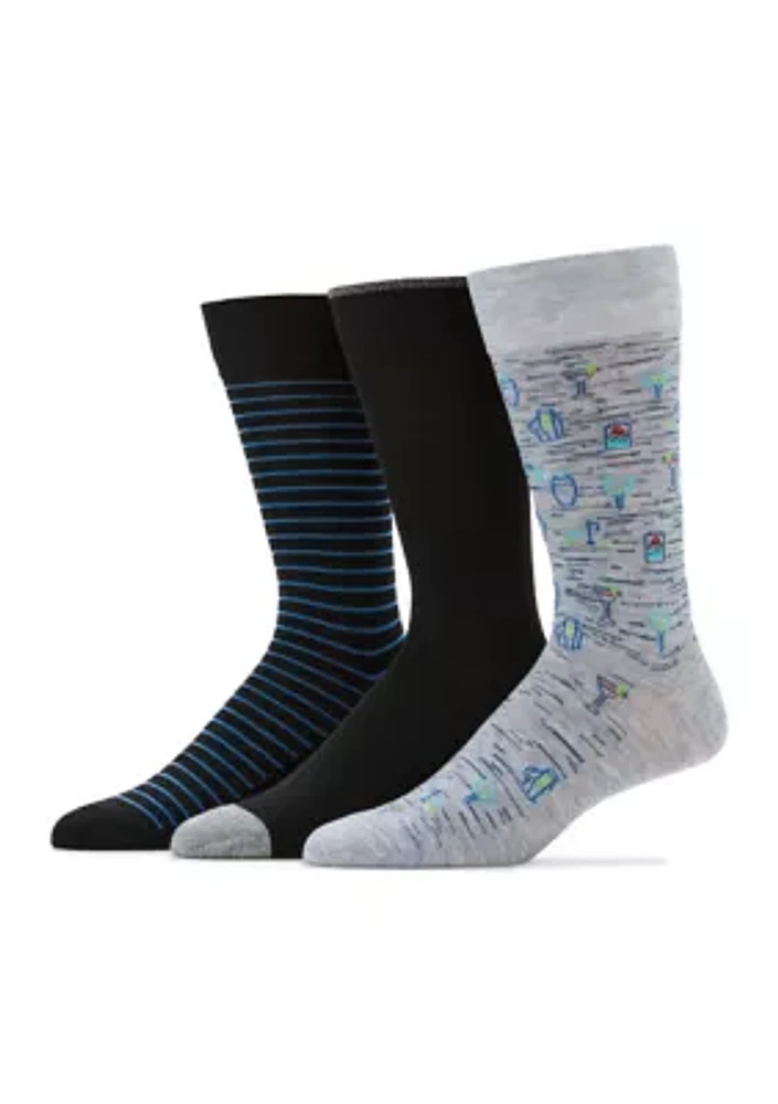 19th Hole Striped Dress Socks - 3 Pack 