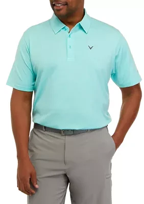 Big & Tall Ventilated Heather Jacquard Short Sleeve Golf Polo Shirt