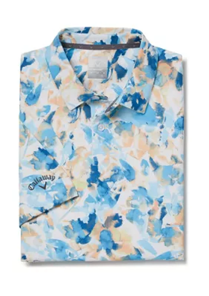 Big & Tall X-Ray Floral Print Short Sleeve Golf Polo Shirt