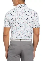 Men's Abstract Florida Novelty Printed Golf Polo Shirt