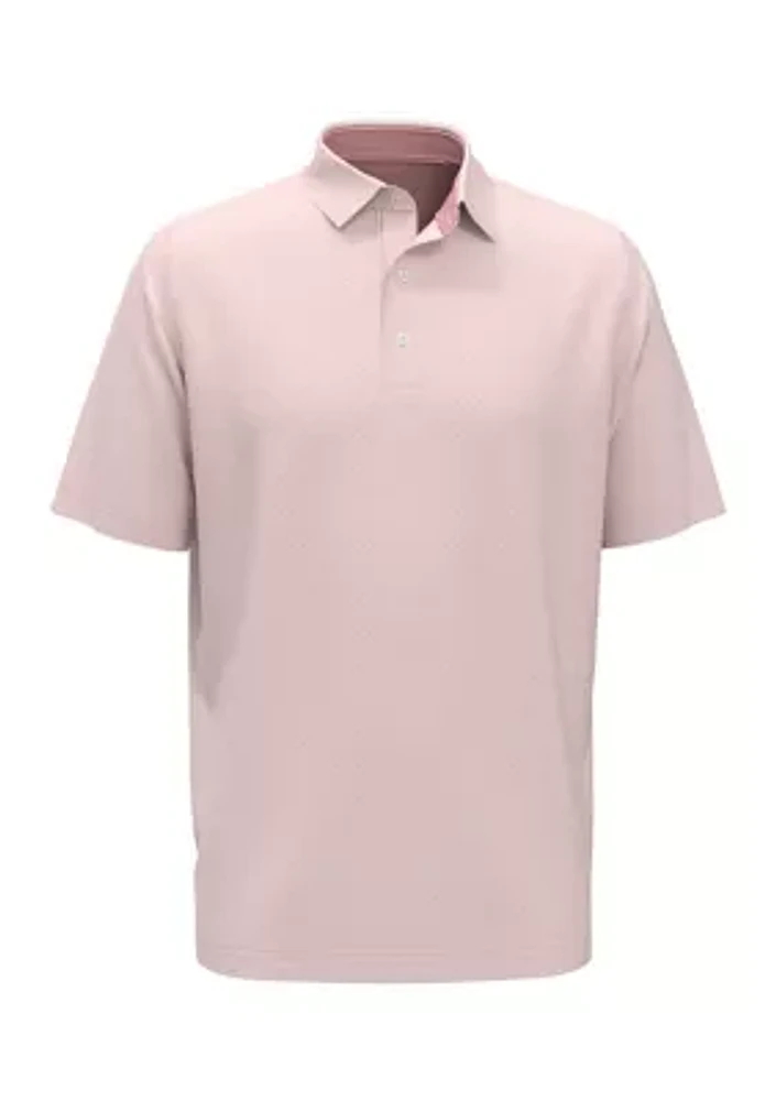 Men's Short Sleeve Allover Tee Time Print Polo Shirt