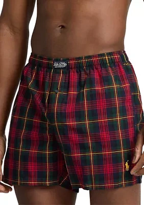 Red Plaid Woven Boxers