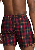 Red Plaid Woven Boxers