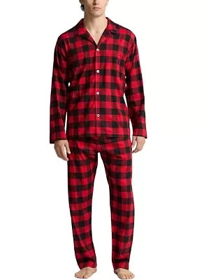 Buffalo Check Long Sleeve Flannel Sleep Shirt