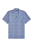 Plaid Woven Button Front Pajama Shirt