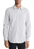 Stretch Cotton Slim Fit Thin Stripe Button-Down Shirt