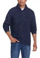 Men's Cable Knit Fisherman Shawl Collar Sweater