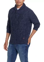 Men's Cable Knit Fisherman Shawl Collar Sweater