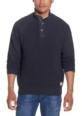 Men's Textured Button Mock Neck Sweater