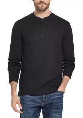 Men's Long Sleeved Waffle Henley T-Shirt