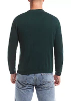 Men's Cotton Cashmere V-Neck Sweater with Internal Flannel Trim