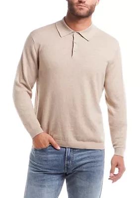 Men's Cotton Cashmere 3 Button Polo Sweater