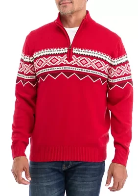 Holiday Nordic Quarter Zip Sweater