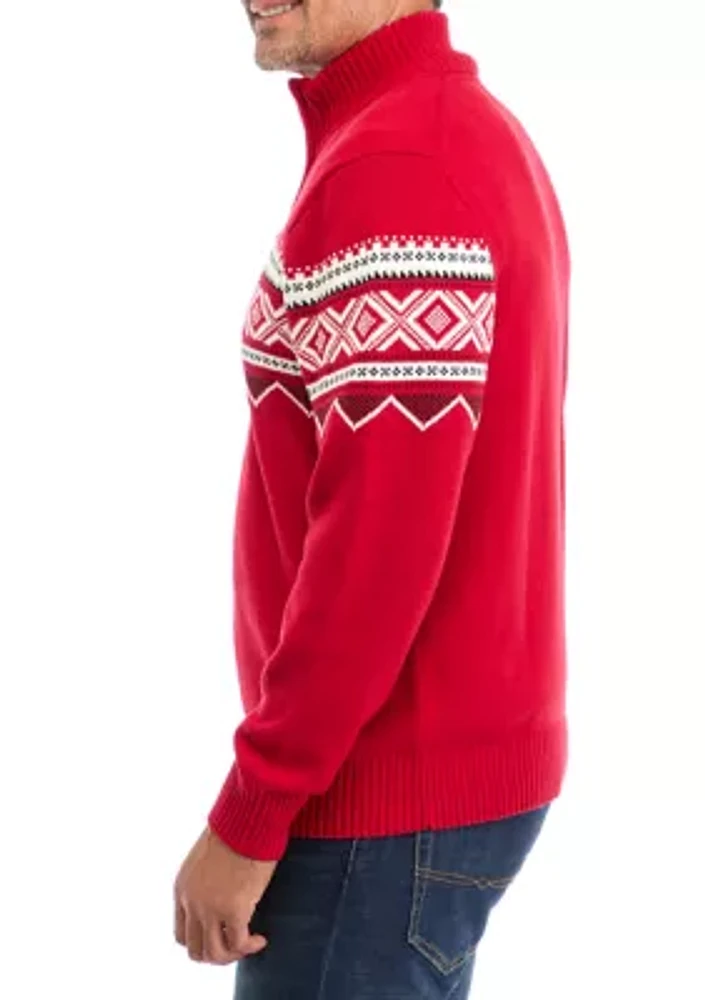 Holiday Nordic Quarter Zip Sweater