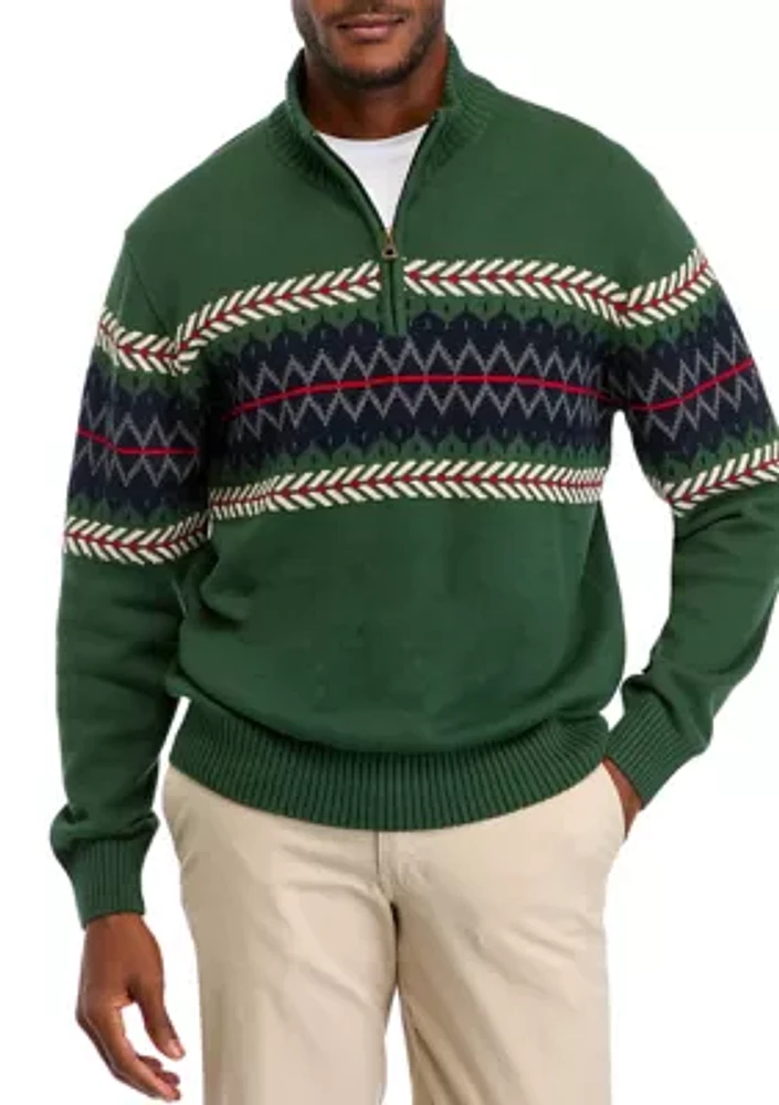 Men's Holiday Quarter Zip Sweater